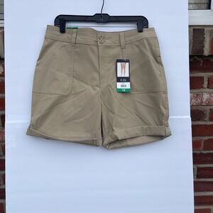 Eddie Bauer Women 12 Brown Rolled Hem Bermuda Shorts Stretch UPF 50